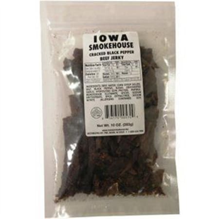 Iowa Smokehouse & Preferred Wholesale 253841 10 Oz Cracked Black Pepper Flavor Beef Jerky - Pack Of 6